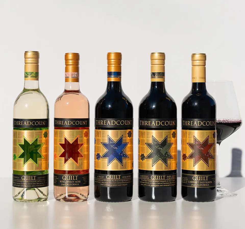 Threadcount wines five bottle line up.